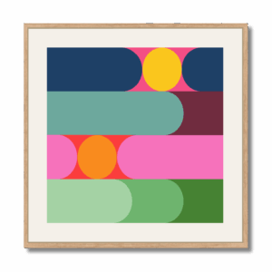 colorful geometric print with ovals and circles